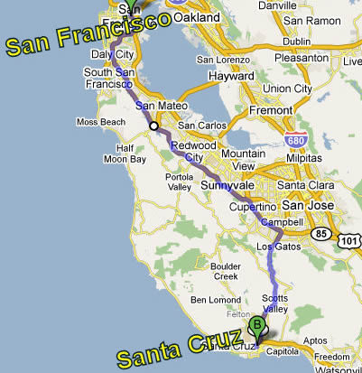Map From San Francisco to Santa Cruz Whale Watching by Stagnaros